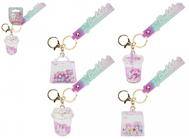 ACRYLIC CHARM KEYRING WITH LIQUID & STRAP
